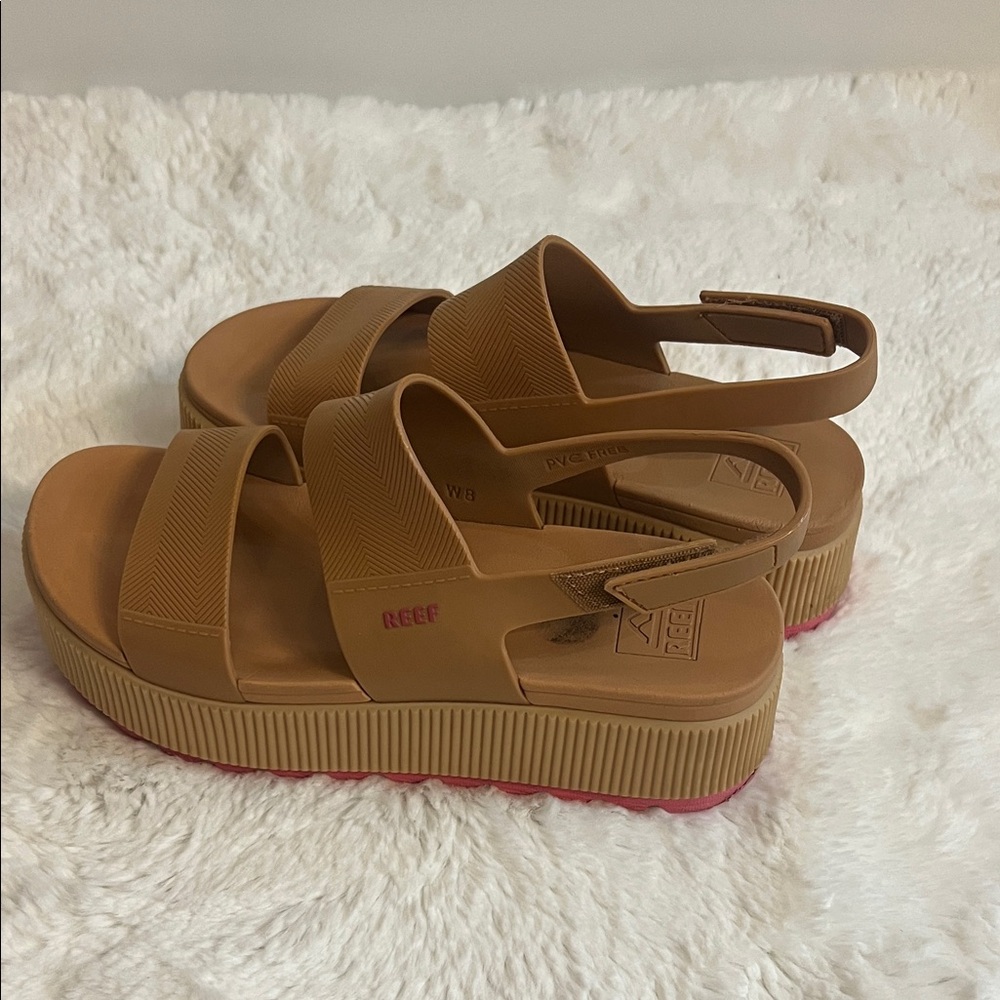 Reef Brown Platform Sandals with Pink Sole